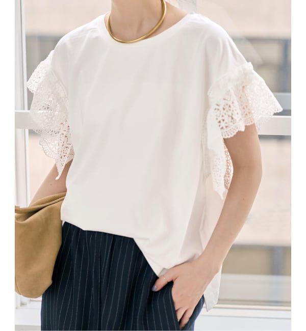 Spick and Span「ケミカルレーススリーブプルオーバー」|Tシャツ・カットソー|
