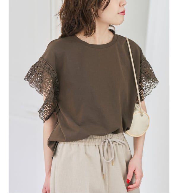 Spick and Span「ケミカルレーススリーブプルオーバー」|Tシャツ・カットソー|