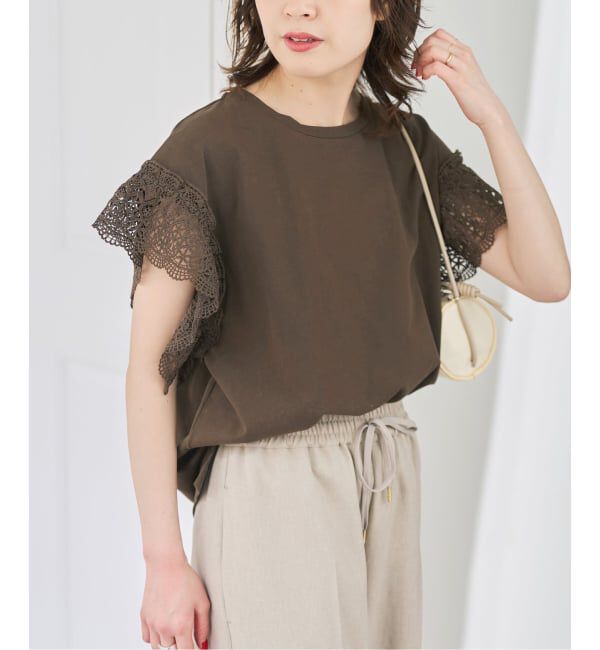 Spick and Span「ケミカルレーススリーブプルオーバー」|Tシャツ・カットソー|