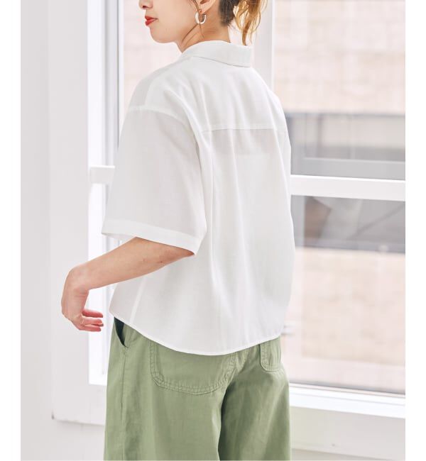 Spick and Span「リネンブレンドロゴ刺繍ショートシャツ」|シャツ・ブラウス|