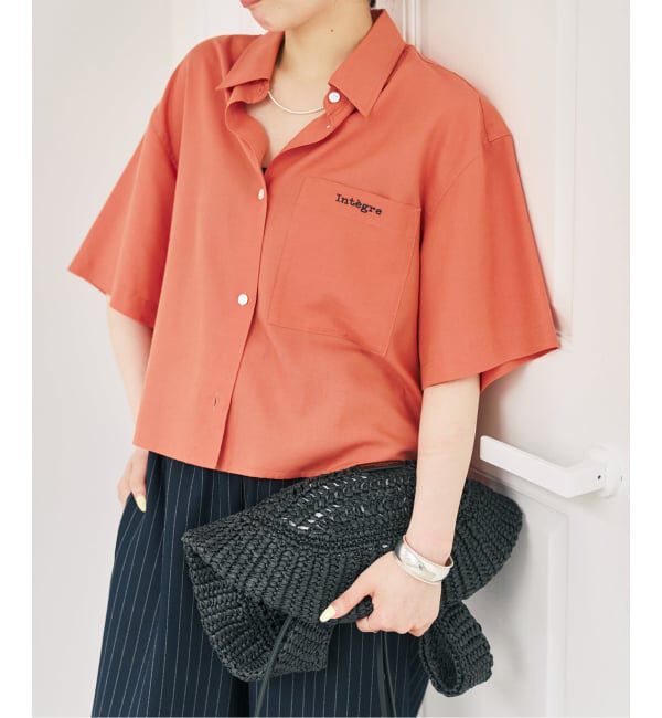 Spick and Span「リネンブレンドロゴ刺繍ショートシャツ」|シャツ・ブラウス|