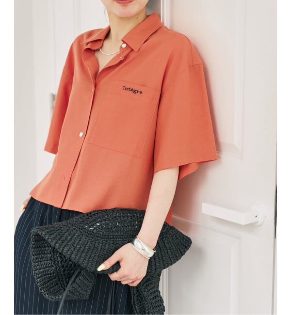 Spick and Span「リネンブレンドロゴ刺繍ショートシャツ」|シャツ・ブラウス|