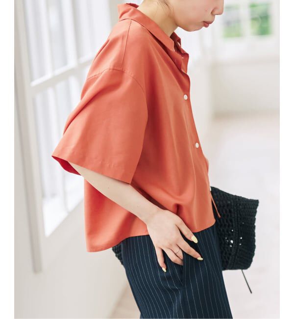 Spick and Span「リネンブレンドロゴ刺繍ショートシャツ」|シャツ・ブラウス|
