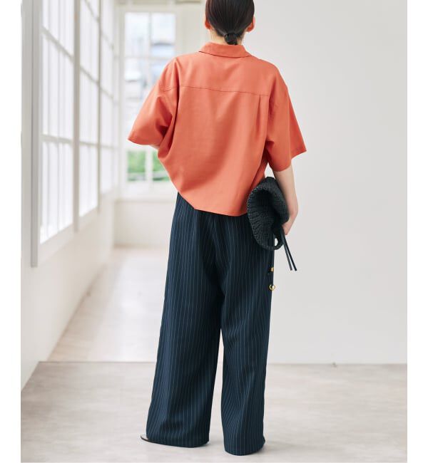 Spick and Span「リネンブレンドロゴ刺繍ショートシャツ」|シャツ・ブラウス|