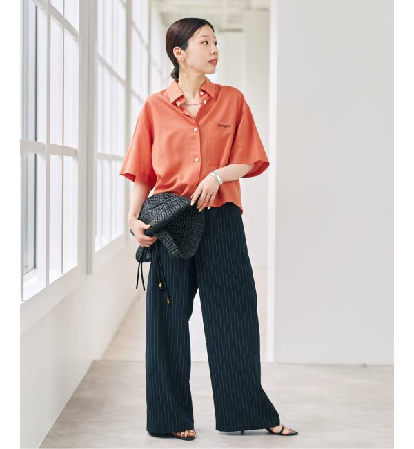 Spick and Span「リネンブレンドロゴ刺繍ショートシャツ」|シャツ・ブラウス|