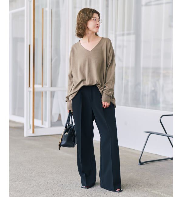 Spick and Span「《全新色 / 追加予約》コットンバルキーヤーンルーズVネックプルオーバー」|ニット・セーター|