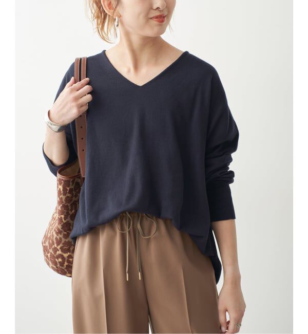 Spick and Span「《全新色 / 追加予約》コットンバルキーヤーンルーズVネックプルオーバー」|ニット・セーター|