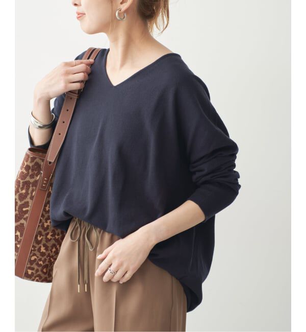 Spick and Span「《全新色 / 追加予約》コットンバルキーヤーンルーズVネックプルオーバー」|ニット・セーター|