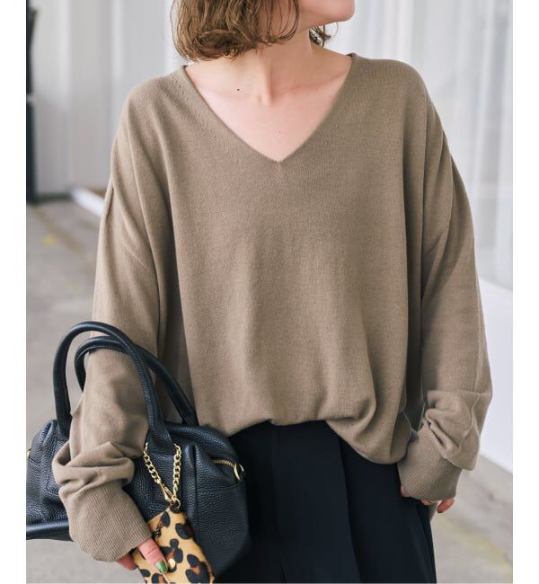 Spick and Span「《全新色 / 追加予約》コットンバルキーヤーンルーズVネックプルオーバー」|ニット・セーター|