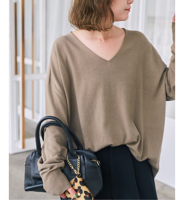 Spick and Span「《全新色 / 追加予約》コットンバルキーヤーンルーズVネックプルオーバー」|ニット・セーター|