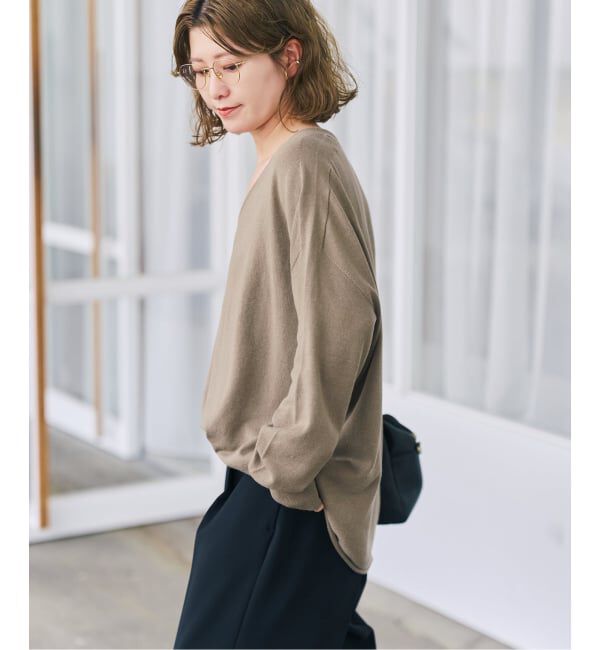 Spick and Span「《全新色 / 追加予約》コットンバルキーヤーンルーズVネックプルオーバー」|ニット・セーター|