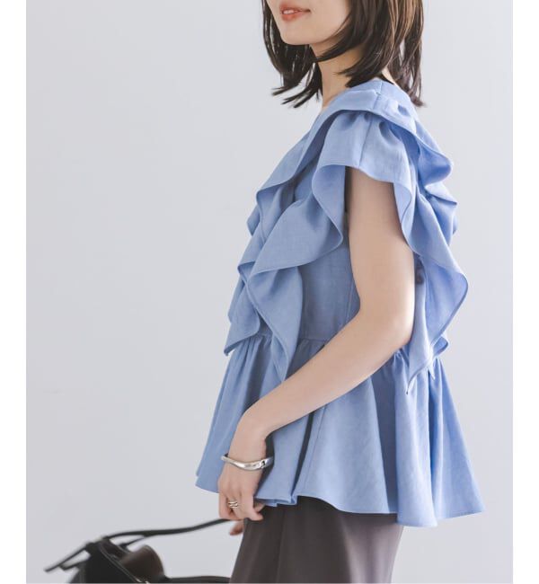 NOBLE「《追加・新色》【洗える】ウォーターエッジフリルブラウス」|シャツ・ブラウス|