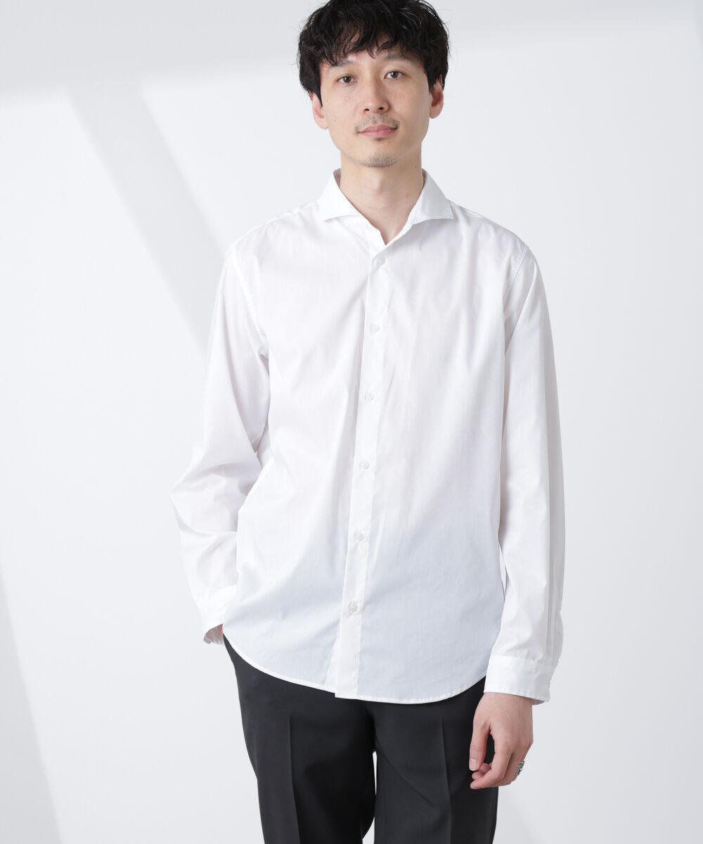 NANO universe「「ICE FLOW LINEN」カッタウェイシャツ 長袖」|シャツ・ブラウス|ホワイト