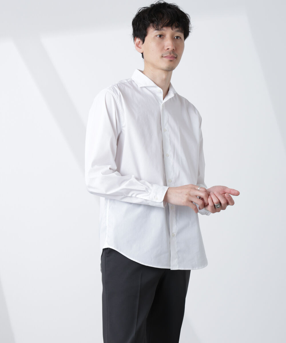 NANO universe「「ICE FLOW LINEN」カッタウェイシャツ 長袖」|シャツ・ブラウス|