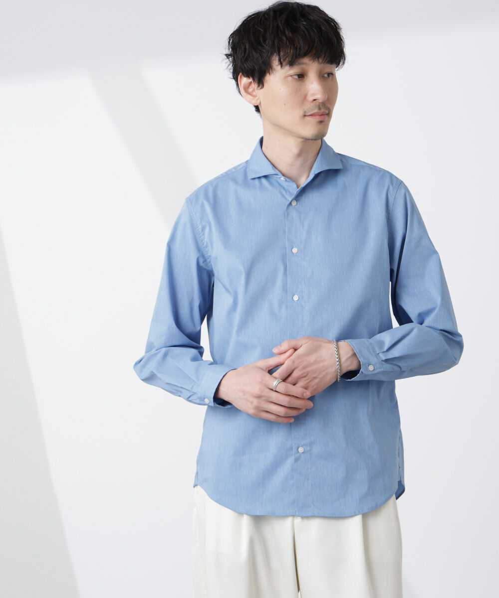 NANO universe「「ICE FLOW LINEN」カッタウェイシャツ 長袖」|シャツ・ブラウス|
