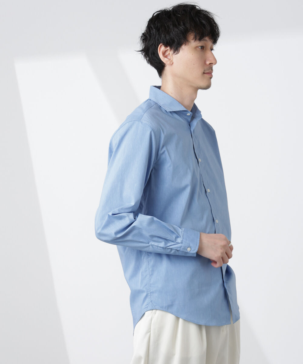 NANO universe「「ICE FLOW LINEN」カッタウェイシャツ 長袖」|シャツ・ブラウス|