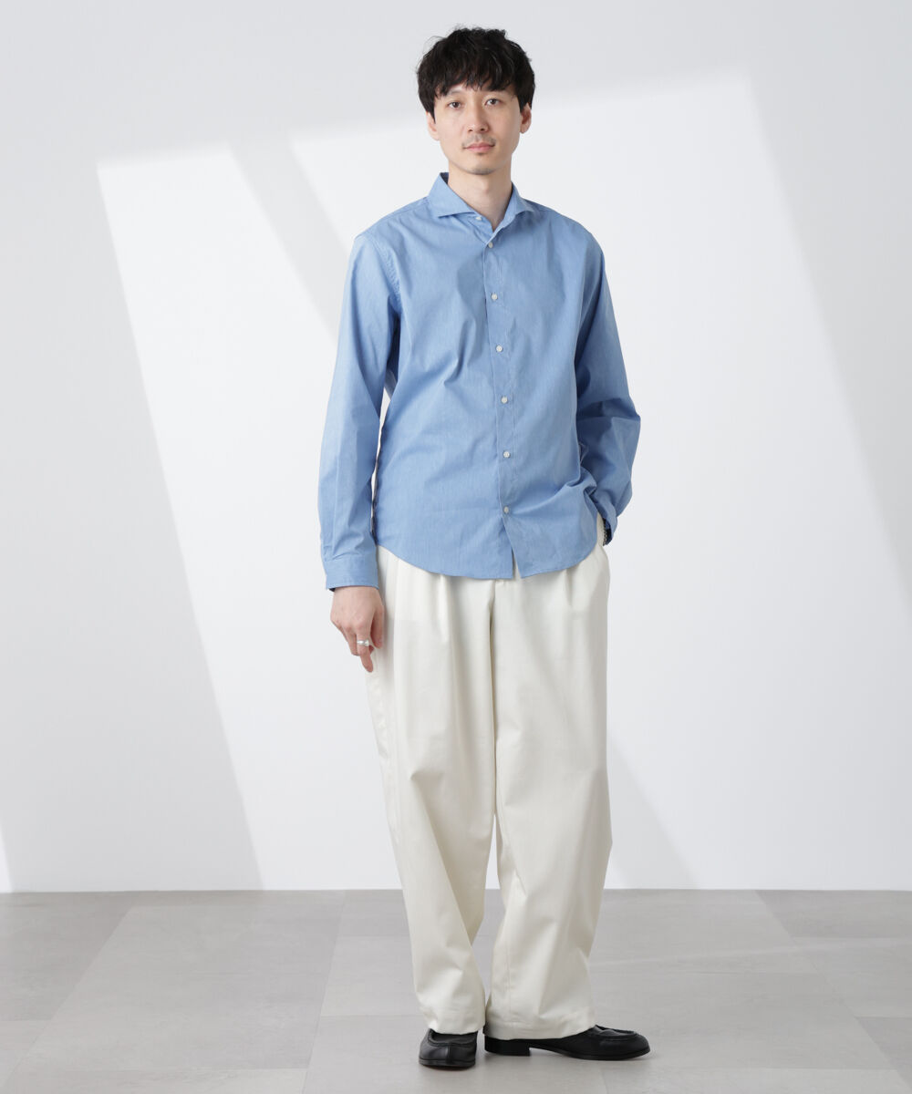NANO universe「「ICE FLOW LINEN」カッタウェイシャツ 長袖」|シャツ・ブラウス|