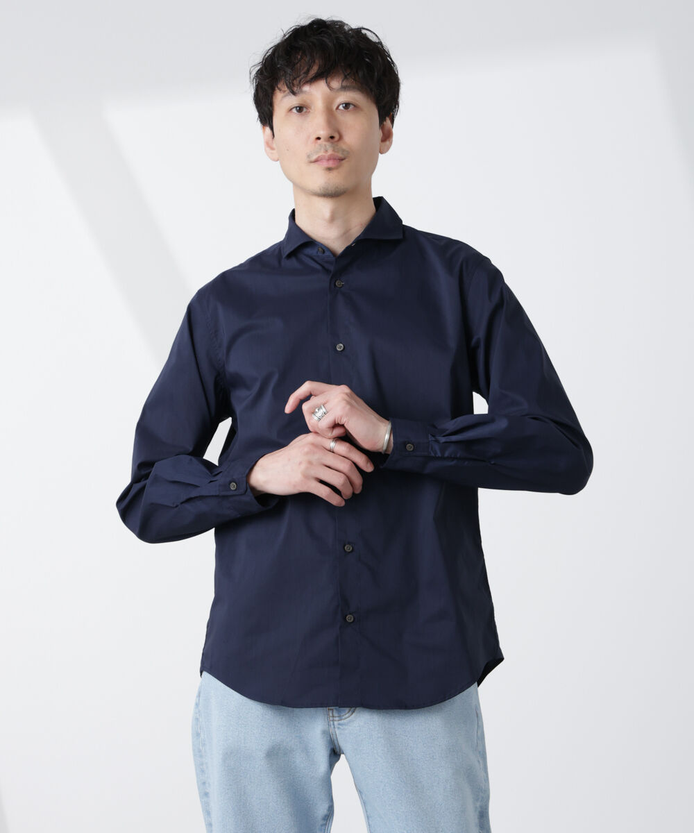 NANO universe「「ICE FLOW LINEN」カッタウェイシャツ 長袖」|シャツ・ブラウス|