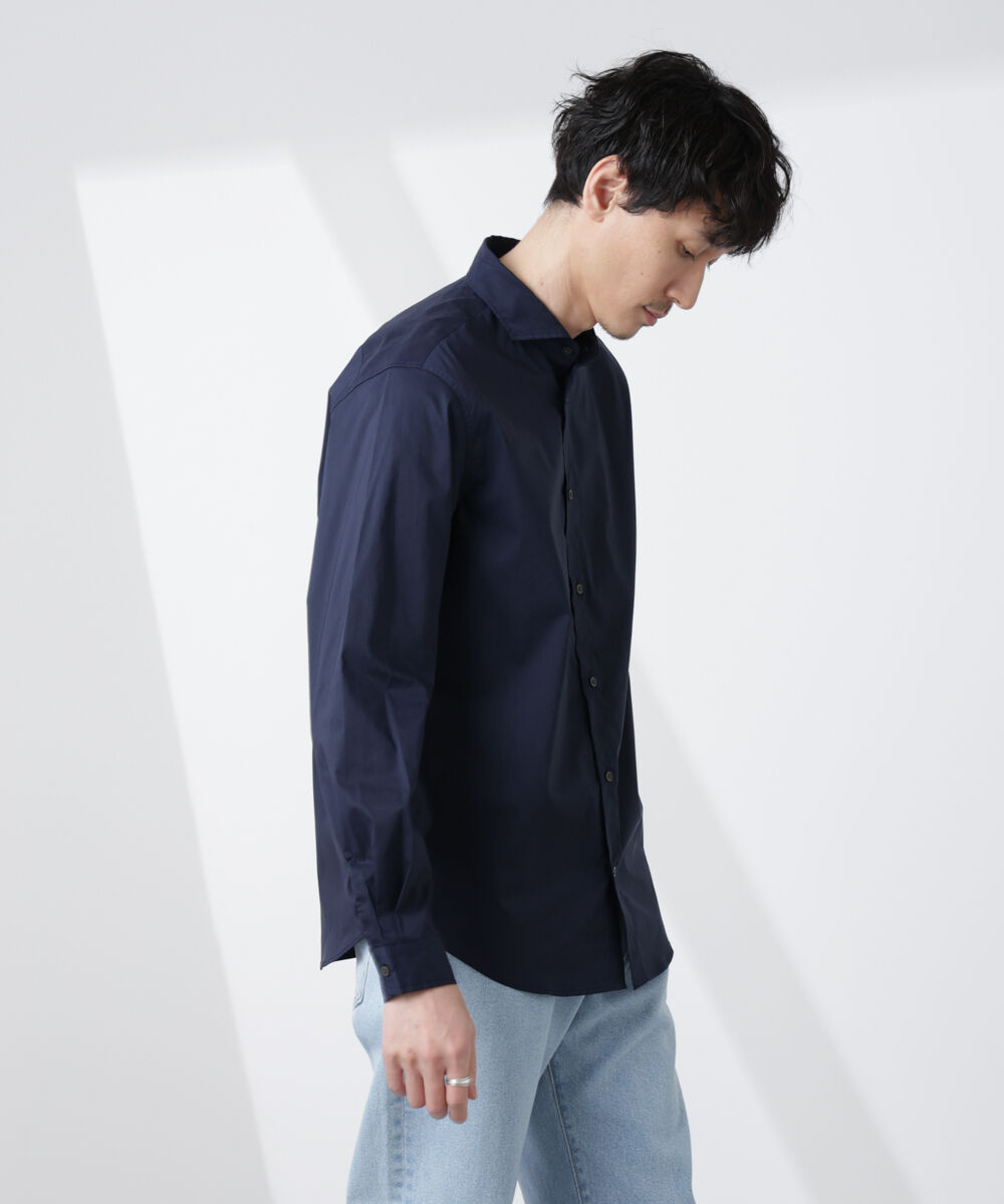 NANO universe「「ICE FLOW LINEN」カッタウェイシャツ 長袖」|シャツ・ブラウス|