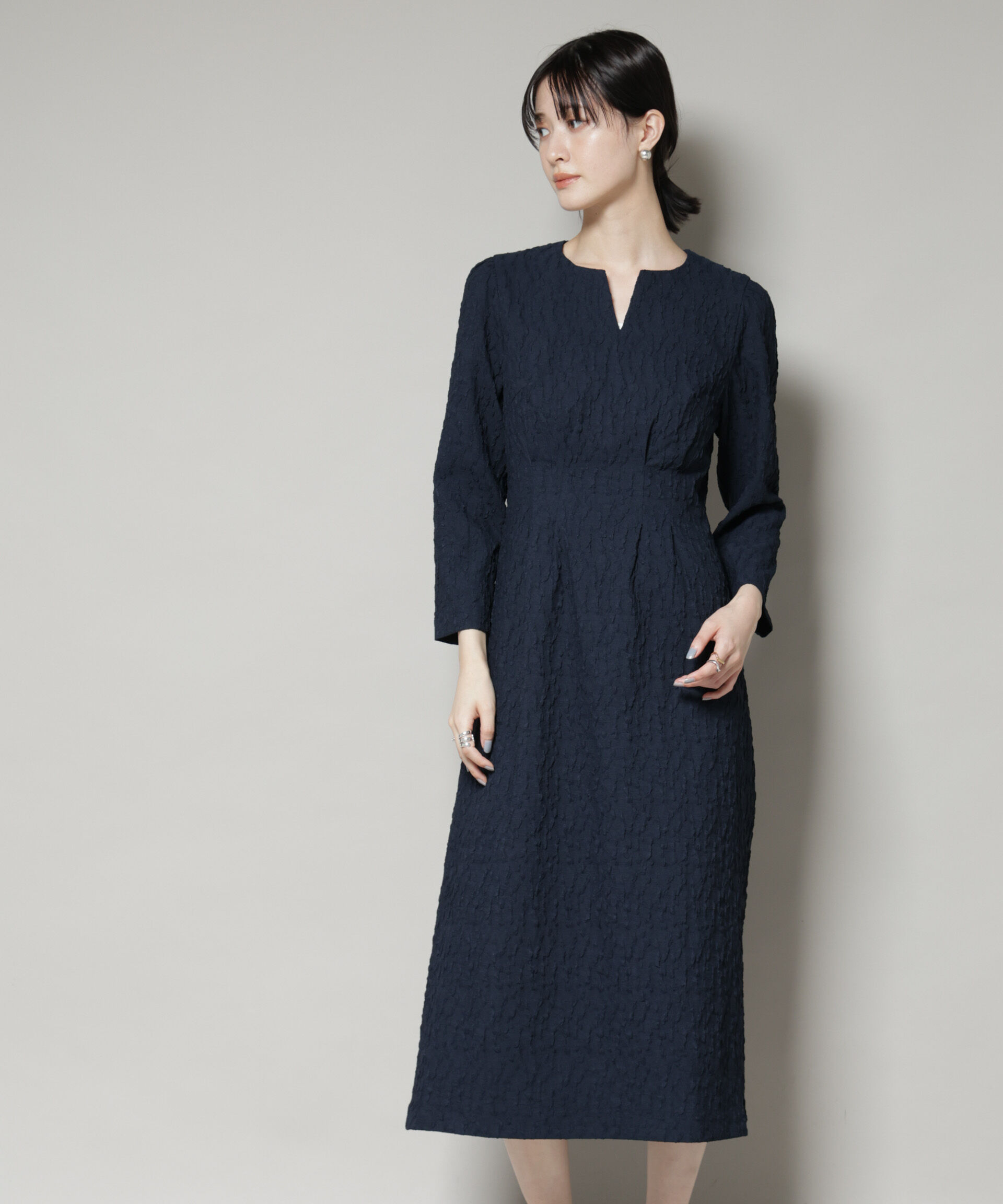 nano･universe「troisieme chaco/PUFFY JACQUARD　ワンピース」|ワンピース|