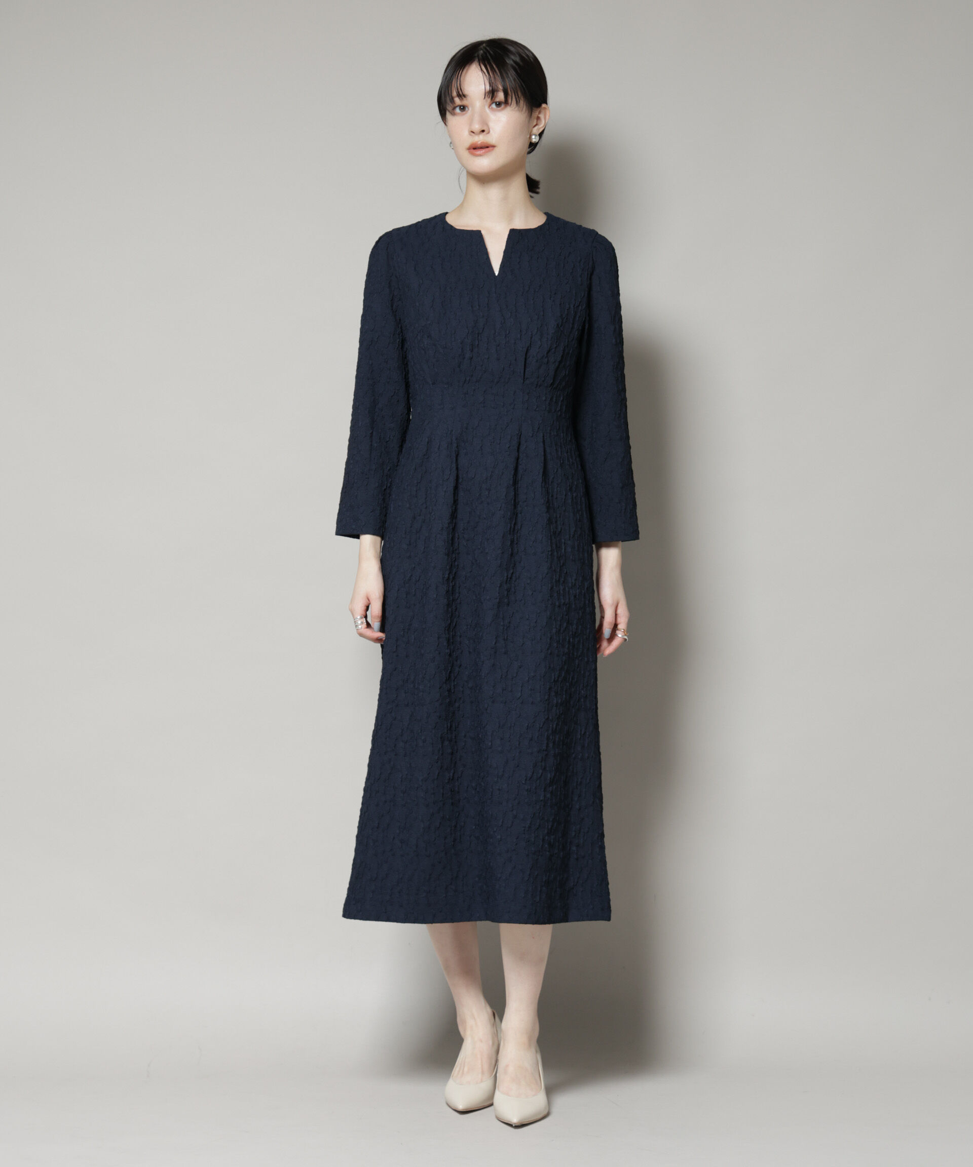 nano･universe「troisieme chaco/PUFFY JACQUARD　ワンピース」|ワンピース|