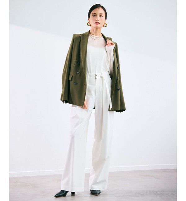 BEIGE,「【セットアップ対応・洗える・Precious 10月号掲載】ZEPHYR / ウールライクタックベルトワイドパンツ」|その他|