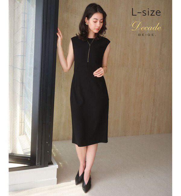 BEIGE,「【Lsize・セットアップ対応】CINDY / 配色ライン クルーネックドレス」|ワンピース|Black x Black
