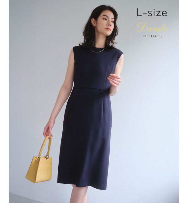 BEIGE,「【Lsize・セットアップ対応】CINDY / 配色ライン クルーネックドレス」|ワンピース|Navy x Black