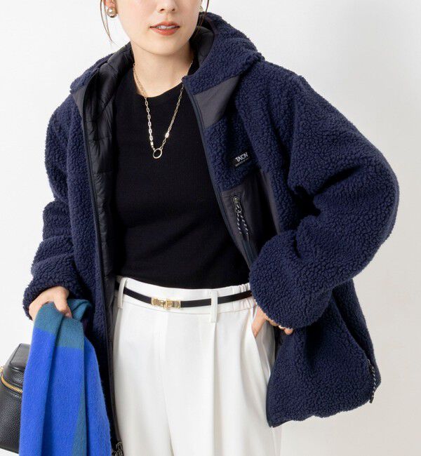 NOLLEY'S「【WEB＆一部店舗限定色アイテム】【TAION/タイオン】ボア&times;ダウンフーミドル丈ダウン(リバーシブル)」|ダウン|ネイビー