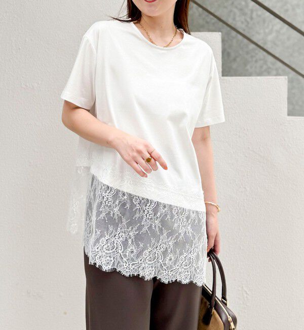 NOLLEY'S sophi「【BECシリーズ】ウォッシャブル裾レースイレヘムＴシャツ」|Tシャツ・カットソー|