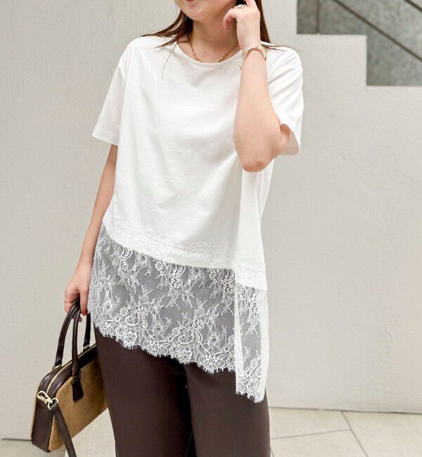 NOLLEY'S sophi「【BECシリーズ】ウォッシャブル裾レースイレヘムＴシャツ」|Tシャツ・カットソー|