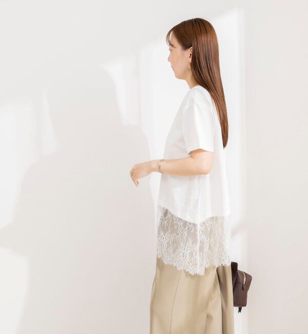 NOLLEY'S sophi「【BECシリーズ】ウォッシャブル裾レースイレヘムＴシャツ」|Tシャツ・カットソー|