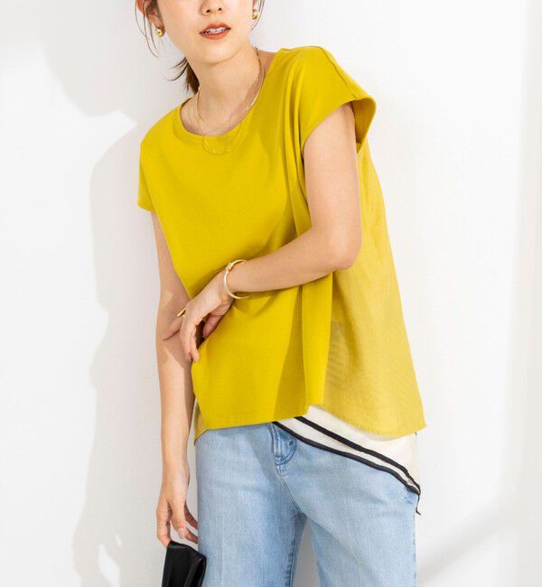 NOLLEY'S「ウォッシャブル布帛切り替えプルオーバー」|Tシャツ・カットソー|イエロー
