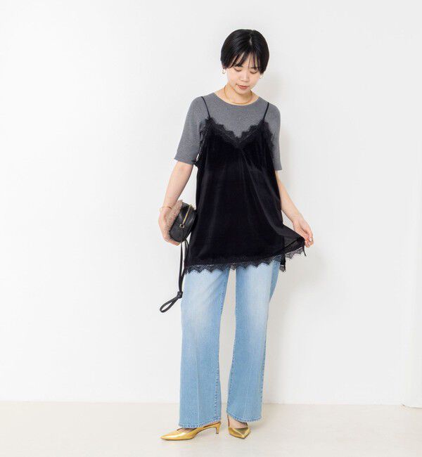 NOLLEY'S sophi「ウォッシャブルベロアレーストリミングキャミ」|キャミソール|