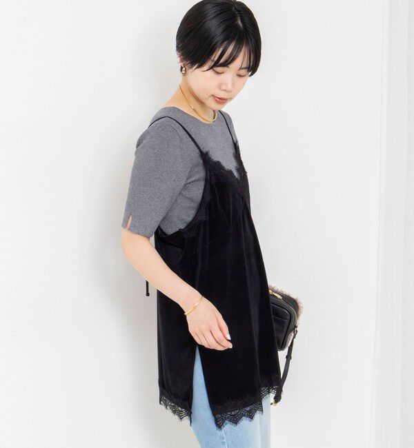 NOLLEY'S sophi「ウォッシャブルベロアレーストリミングキャミ」|キャミソール|