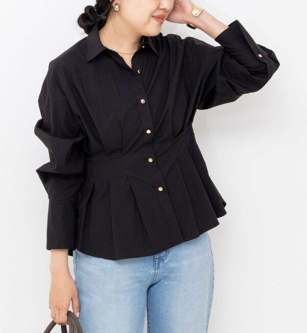 NOLLEY'S sophi「【一部WEB限定カラー】ウォッシャブルウエストタックストレッチシャツ」|シャツ・ブラウス|ブラック