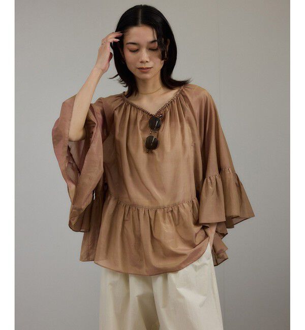 SALON adam et rope'「コットンシルクレジェールフレアブラウス」|シャツ・ブラウス|