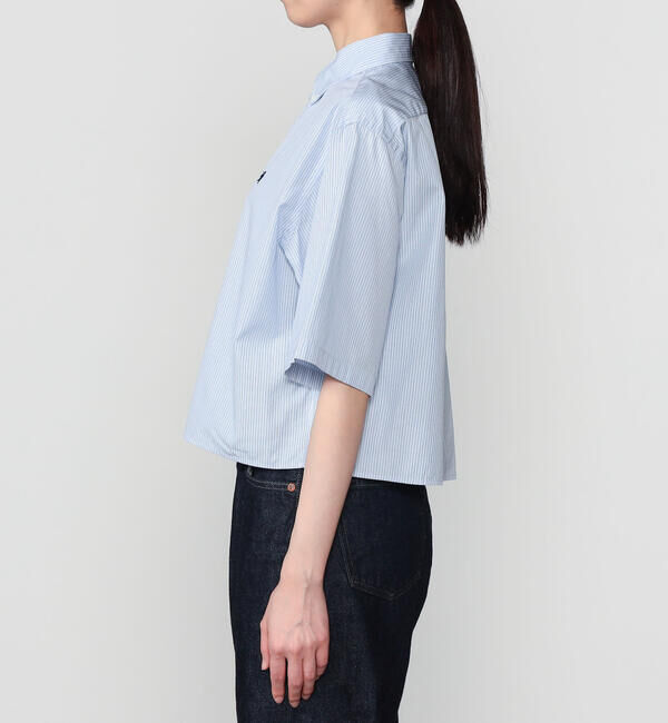  「Gymphlex | コットンブロード ショート ボタンダウン半袖シャツ STRIPE WOMEN」|シャツ・ブラウス|