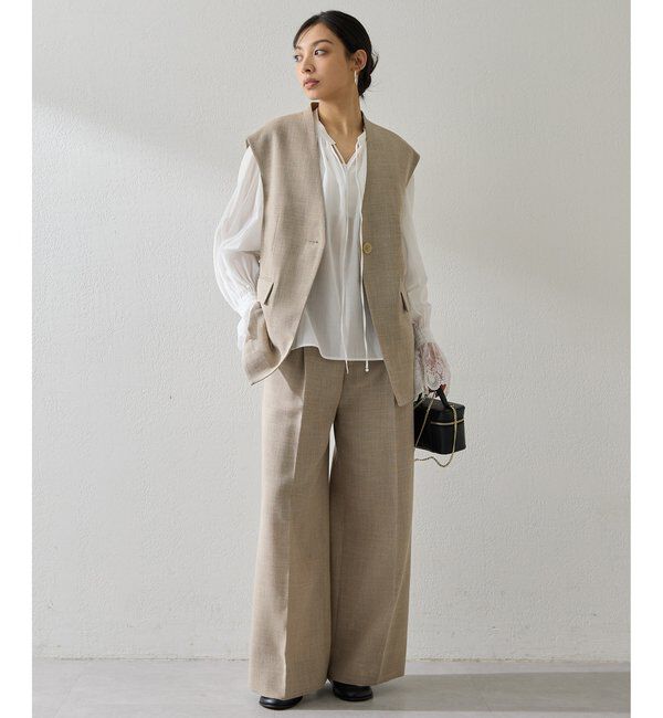 「《セットアップ対応》リネンライクワイドパンツ」|その他|
