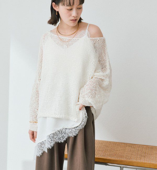 「【5色展開】テープヤーンボートネックニット」|ニット・セーター|