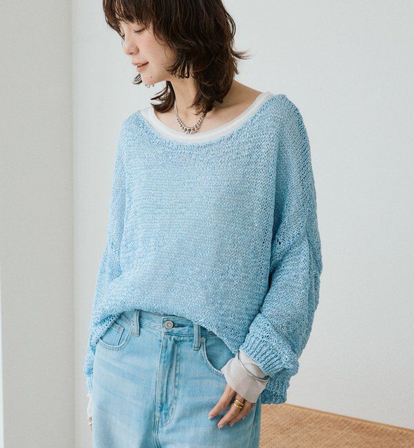  「【5色展開】テープヤーンボートネックニット」|ニット・セーター|