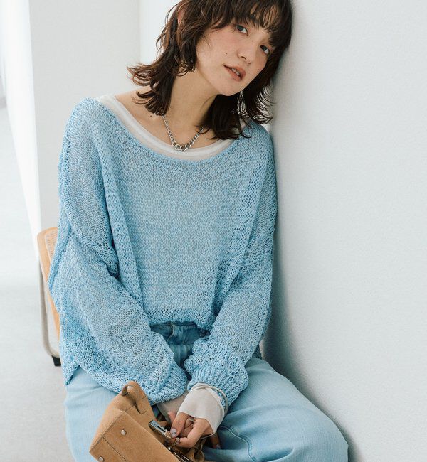  「【5色展開】テープヤーンボートネックニット」|ニット・セーター|