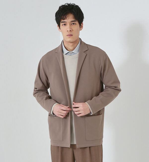 ABAHOUSE「【セットアップ対応】ハイストレッチ ジョーゼット ボタンレス ジャケット / カ」|その他|ライトブラウン