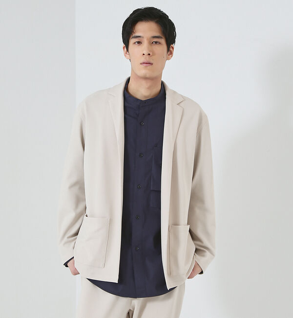 ABAHOUSE「【セットアップ対応】ハイストレッチ ジョーゼット ボタンレス ジャケット / カ」|その他|ベージュ