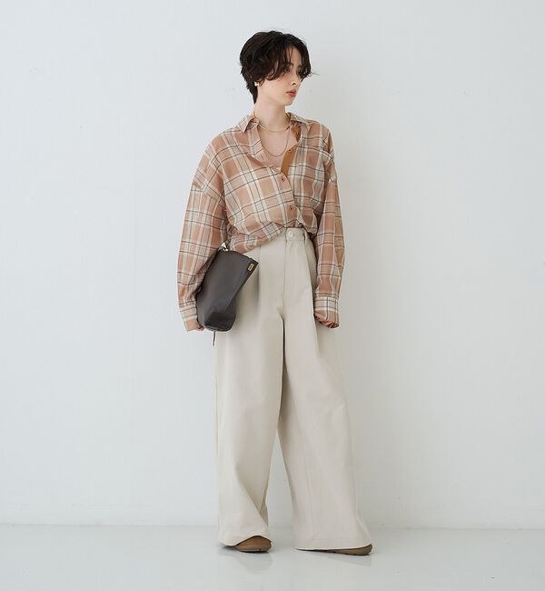 Rouge vif「P/R強撚シアーチェック2WAYシャツ/カシュクールシャツ」|シャツ・ブラウス|