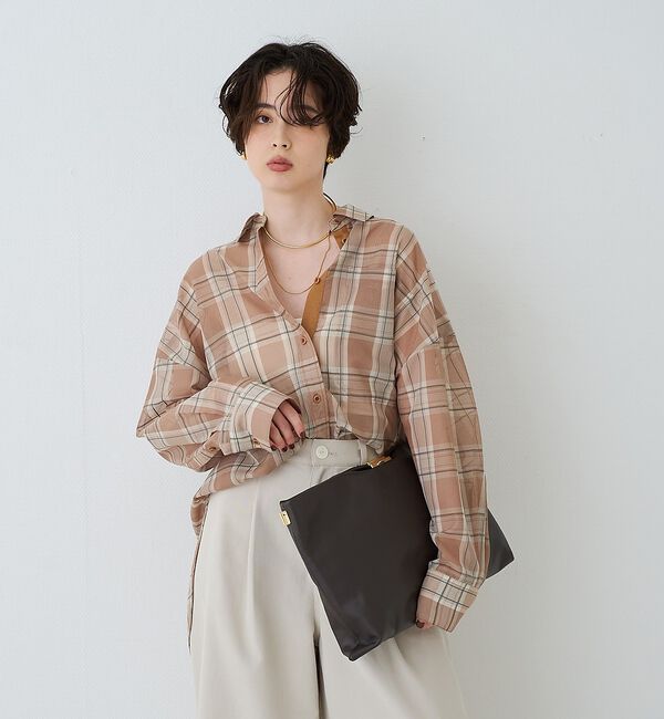 Rouge vif「P/R強撚シアーチェック2WAYシャツ/カシュクールシャツ」|シャツ・ブラウス|