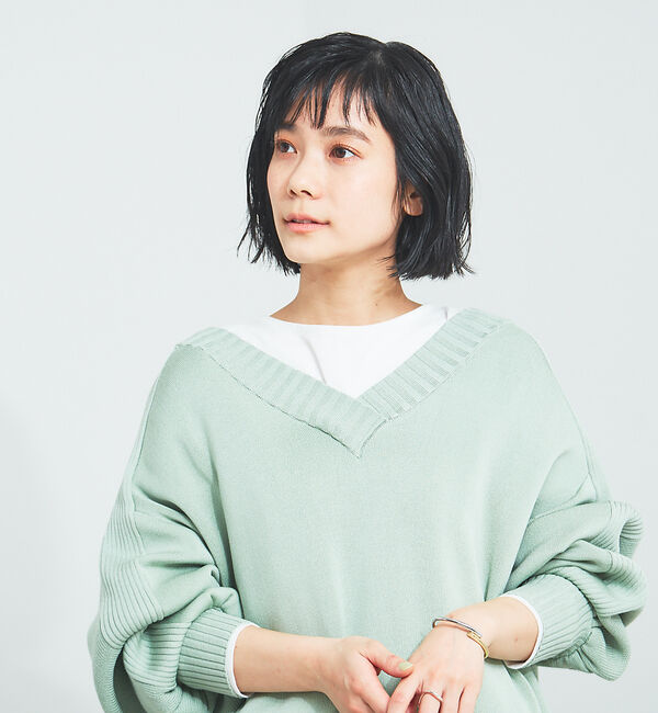 qualite「【WEB・一部店舗限定】片畔2WAYニットプルオーバー」|カーディガン|