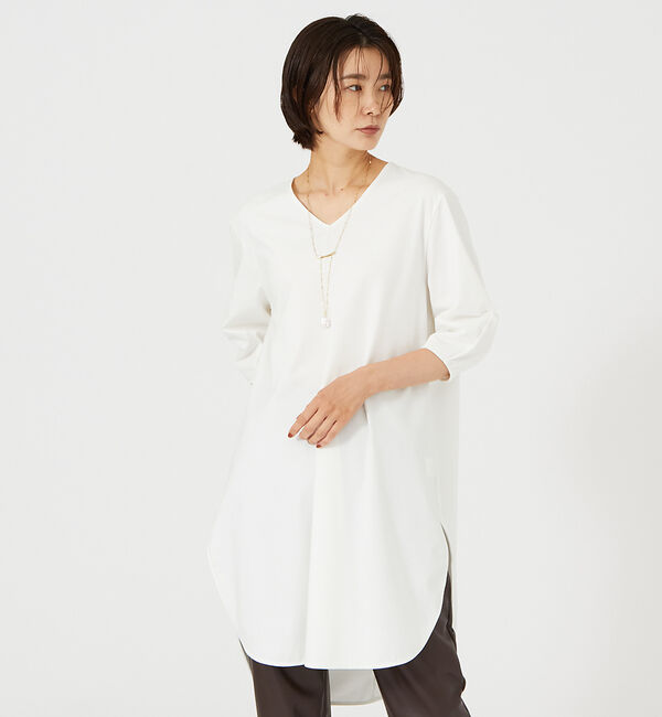 qualite「ロングチュニックカットソー」|Tシャツ・カットソー|ホワイト