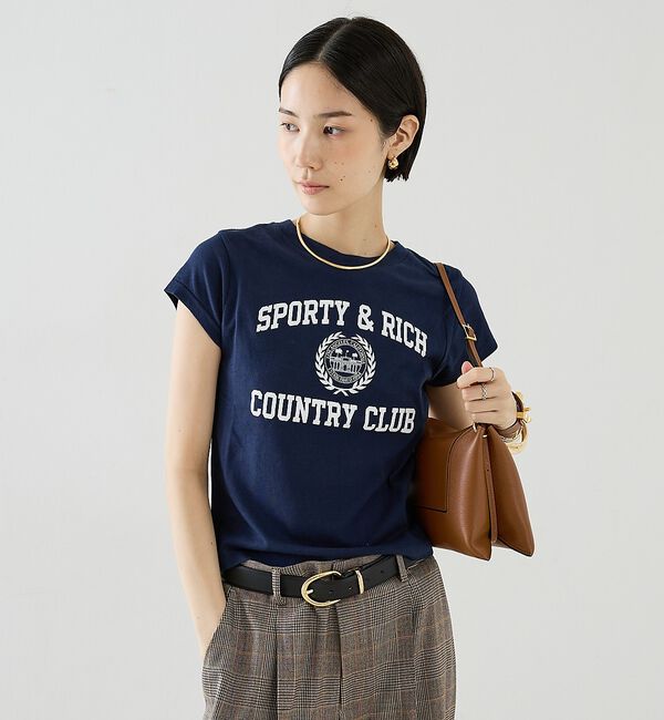 The Store by C' 「【Sporty&Rich】Varsity Crest Essential Tee」|Tシャツ・カットソー|ネイビー