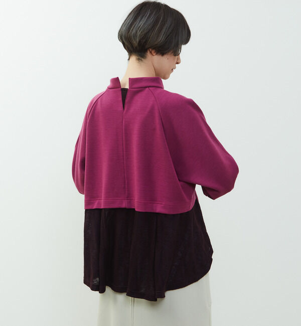 Soffitto「【nota della mano sinistra（ノータ デラ マノ シニストラ）】素材切替オフタートップス」|Tシャツ・カットソー|